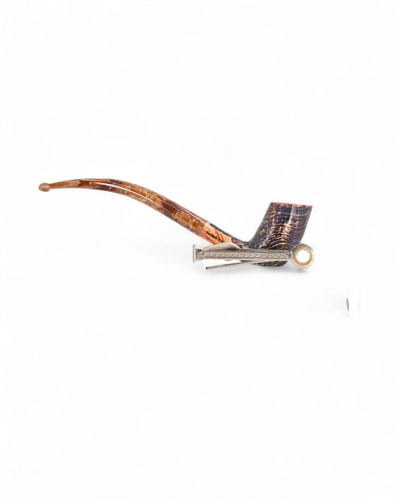 Paronelli Belle Epoque Sandblasted Pipe – Bent Churchwarden – Made in Italy