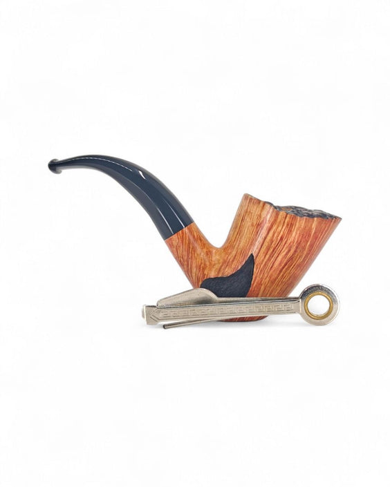 PARONELLI PIPE IN CHURCHWARDEN BRIAR SEMI-RUSTICATED DOUBLE MOUTHPIECE
