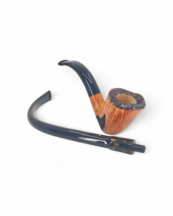 PARONELLI PIPE IN CHURCHWARDEN BRIAR SEMI-RUSTICATED DOUBLE MOUTHPIECE