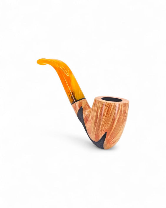 Pipa Paronelli Half Rusticated Bent Ovetto Handmade in Italy