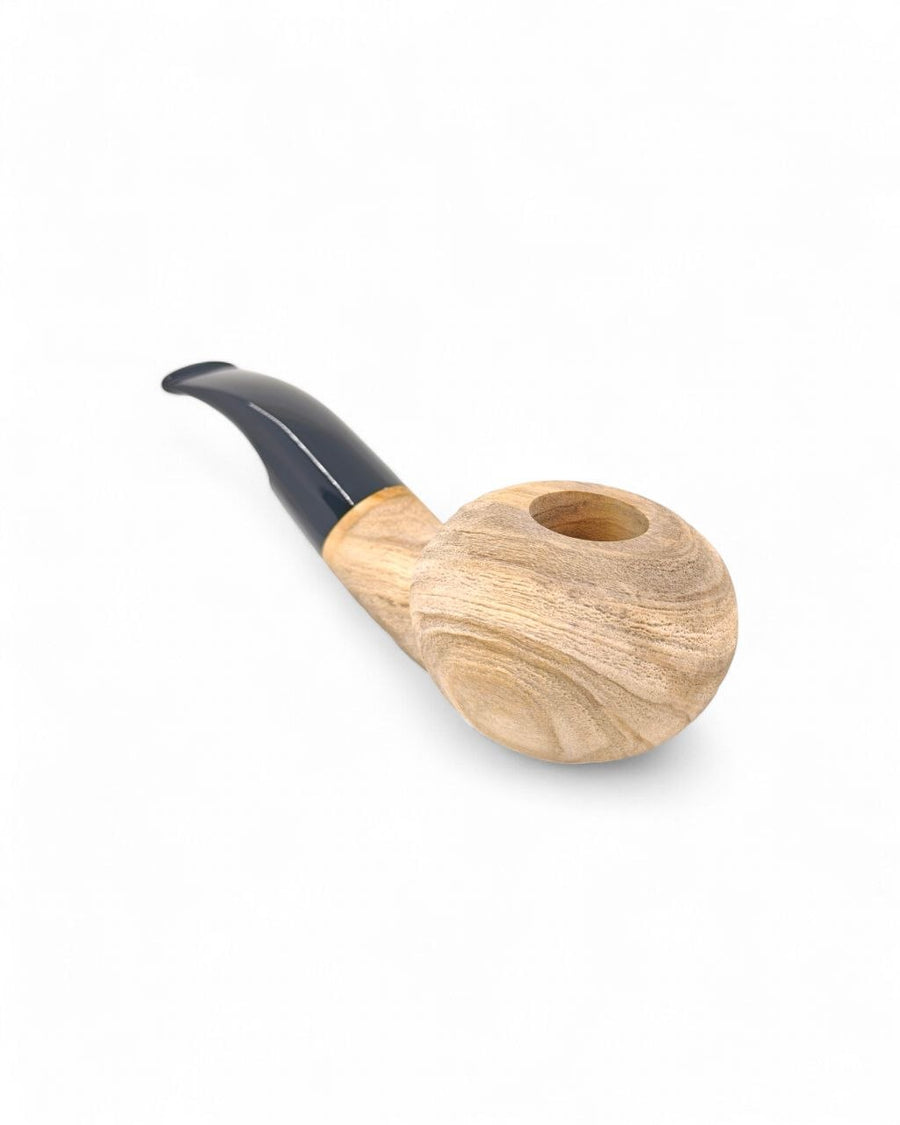 Paronelli Olea Excelsa Author Semi-Bent Sandblasted Olive Wood Pipe Handmade in Italy