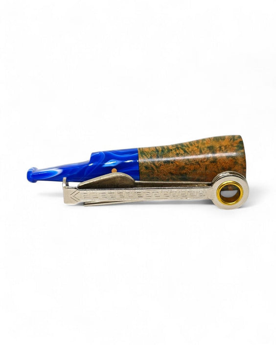 Paronelli Spinnline Smooth Reverse Calabash Pipe with Blue Stem