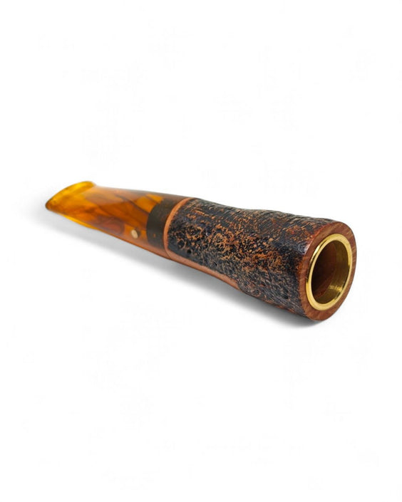 Paronelli Spinnline sandblasted Reverse Calabash pipe Amber