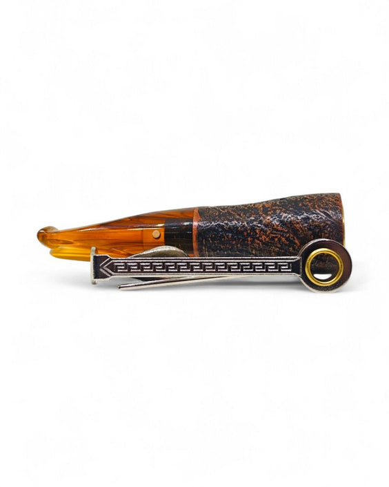 Paronelli Spinnline sandblasted Reverse Calabash pipe Amber
