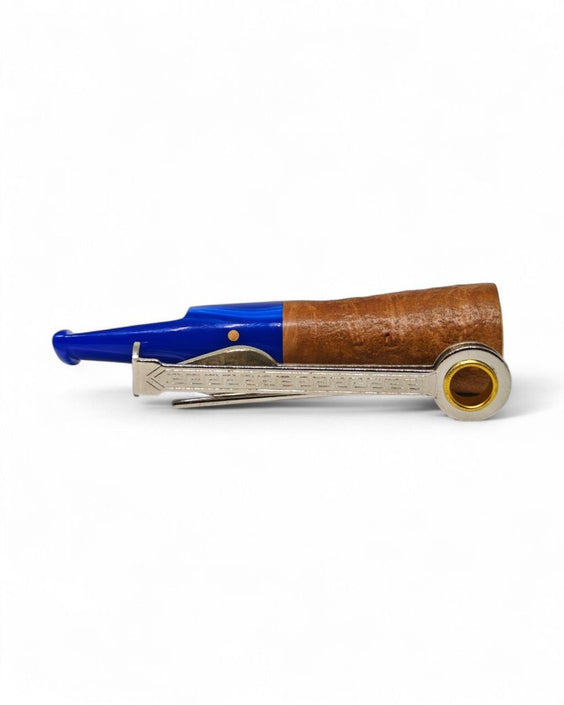 Paronelli Spinnline Reverse Calabash Light Sandblasted Pipe with Blue Stem
