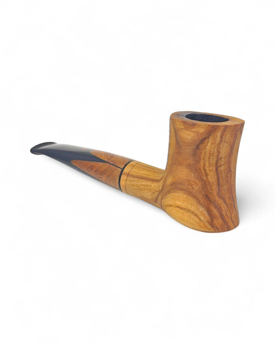 Pipa Paronelli Olea Excelsa usata rodata in legno di ulivo sabbiata con intarsio sul bocchino