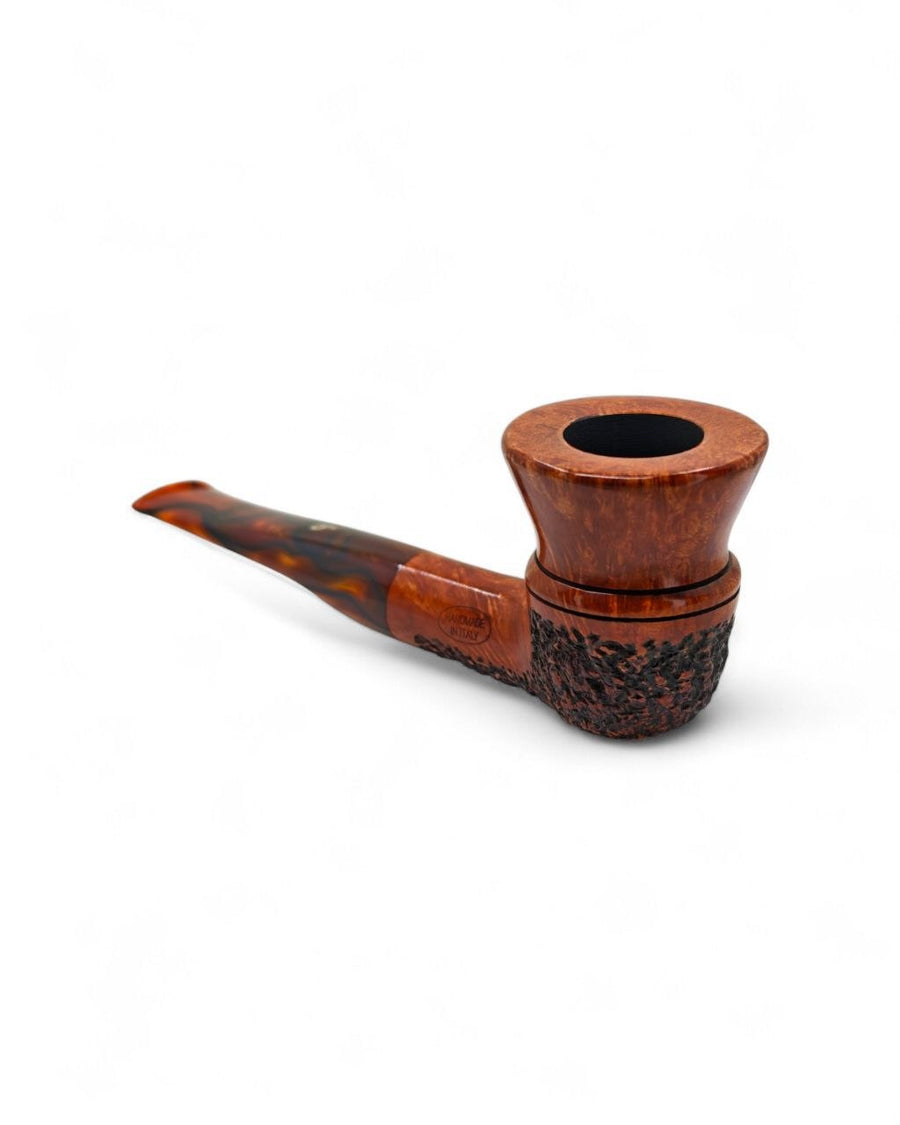 Pipa Pascucci Dublin Freehand Semi Rustic Rim Liscio Bocchino Ambrato Righe Nere