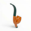 Pipa Floppypipe in radica liscia color miele con bocchino verde e tappo anti acquerugiola, forma Egg Stand-up.