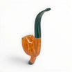 Pipa artigianale Floppypipe in radica liscia, forma Egg Stand-up con bocchino verde e tappo anti acquerugiola.