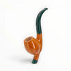 Pipa Floppypipe in radica liscia color miele con bocchino verde e tappo anti acquerugiola, forma Egg Stand-up