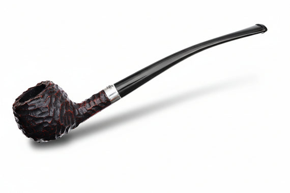 Pipa Peterson Tavern Pipe Rusticated, modello demi-Churchwarden in radica rustificata con vera in niche