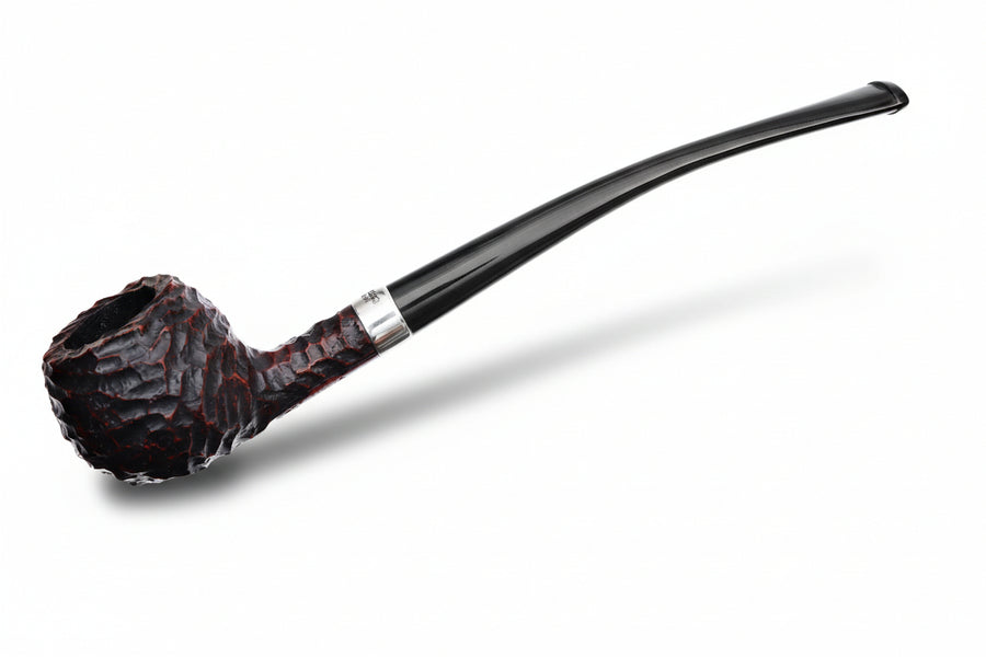 Pipa Peterson Tavern Pipe Rusticated, modello demi-Churchwarden in radica rustificata con vera in niche