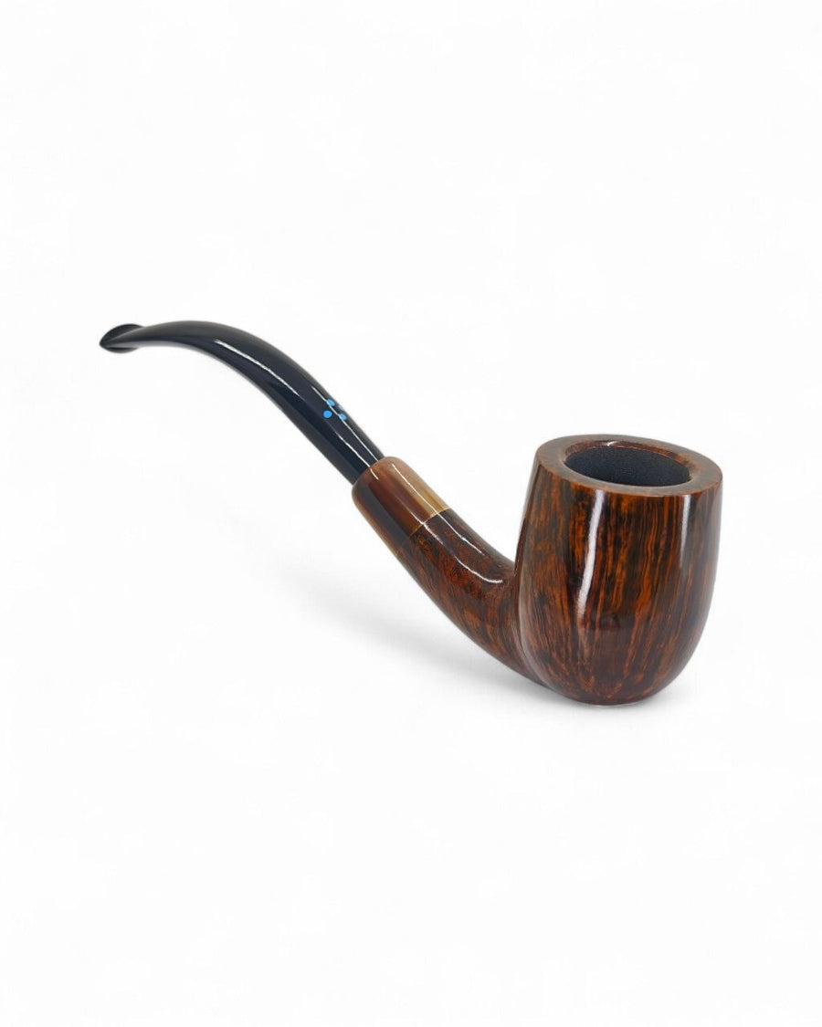 Pipa Sasieni The New Era 4 Dot Walnut Bent Liscia - Innesto Flock