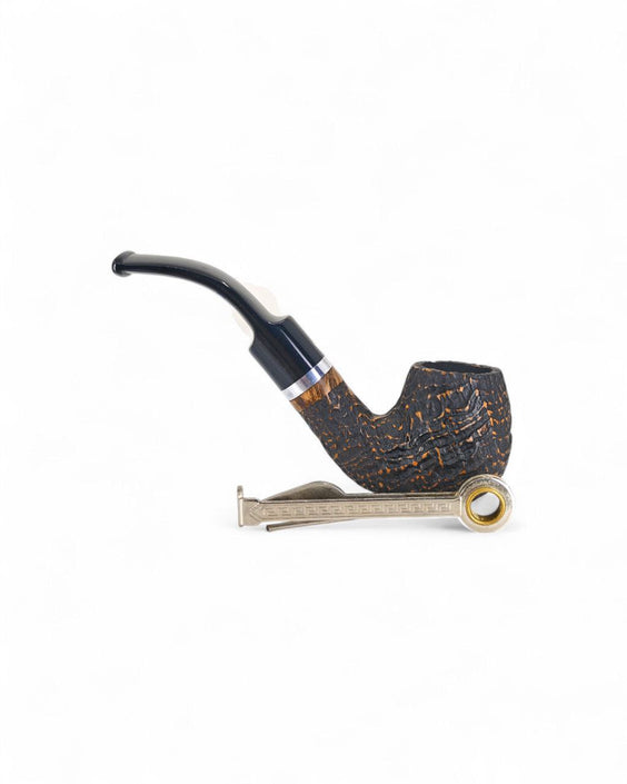 Talamona Dark Virginia 863 Bent Apple Sandblasted Pipe