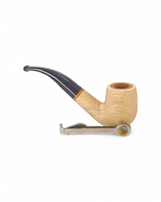 Talamona New Look Light Bent Pipe in Ash with Briar Bowl