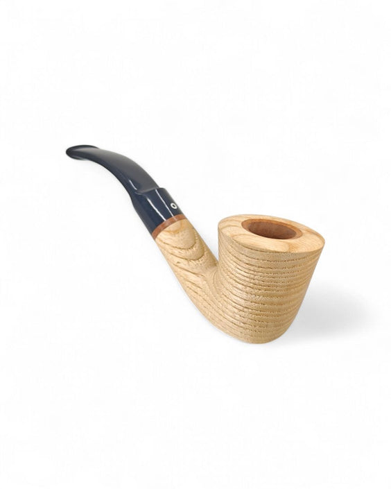 Talamona New Look Light Bent Dublin Pipe in Light Ash with Briar Bowl
