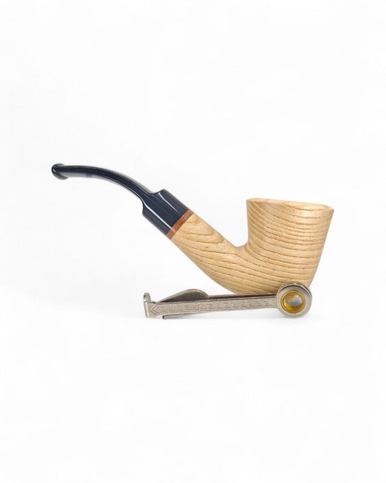 Talamona New Look Light Bent Dublin Pipe in Light Ash with Briar Bowl