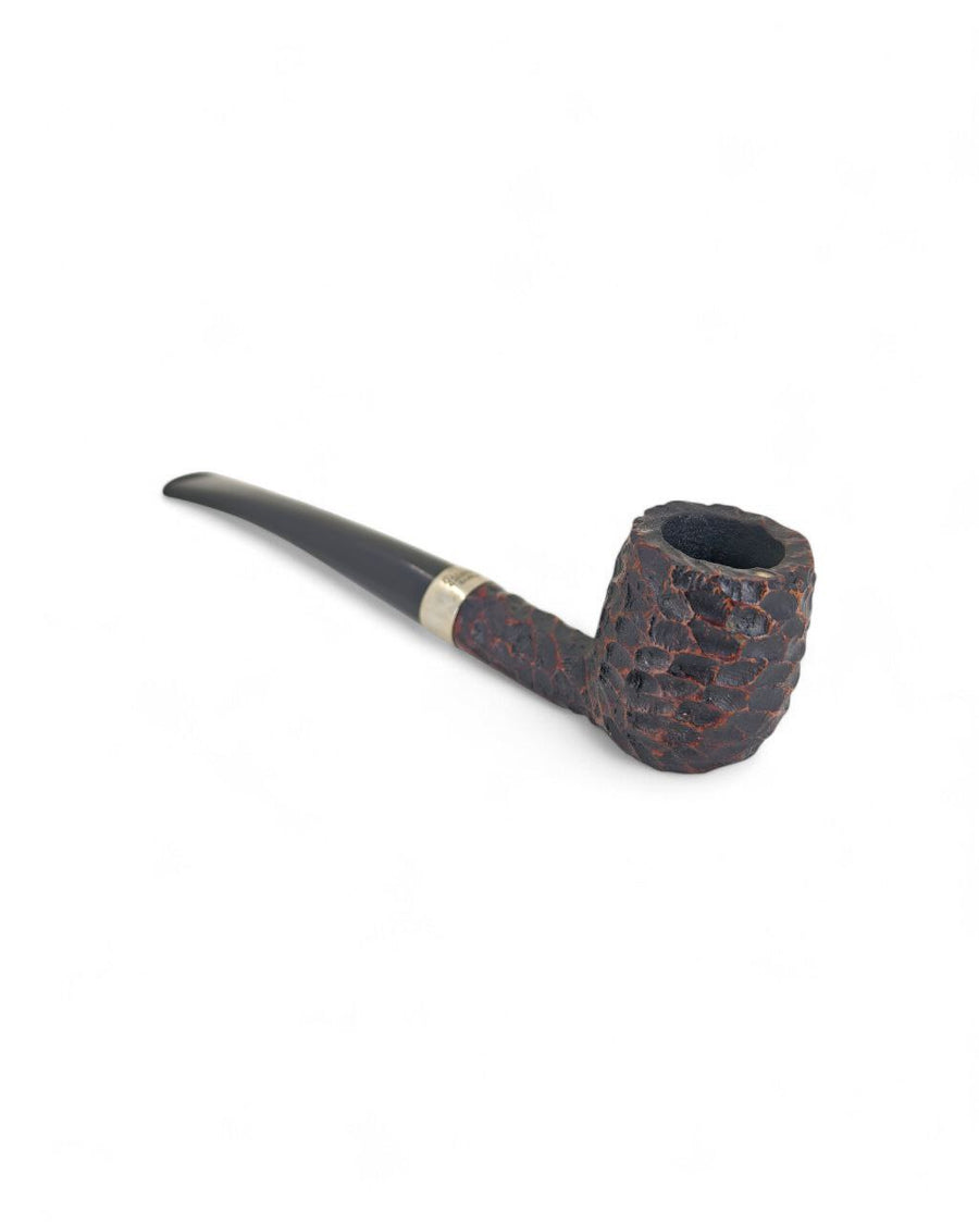 Used Peterson Junior Rusticated Nickel Mounted Pipe - Semi-Bent Billiard