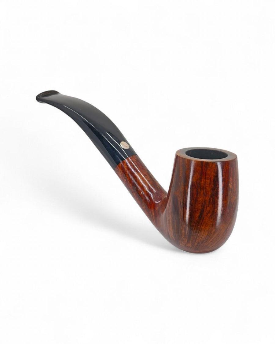 Pipa Usata Mastro de Paja Liscia Bent Billiard 3A "1 Sole" (1977) Per Amici