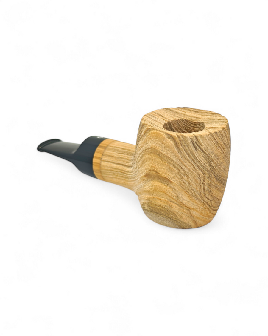 Pipa Talamona Reverse Calabash Barrel Stand Up Sabbiata in Ulivo