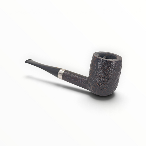 Pipa Savinelli Punto Oro 114 KS Billiard in radica sabbiata scura con ghiera in argento e bocchino in ebanite