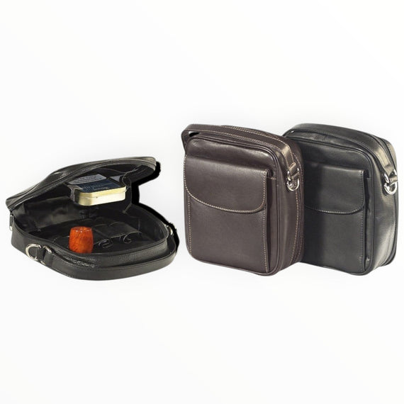 Trousse Lubinski per 8 pipe e portatabacco nappa nera