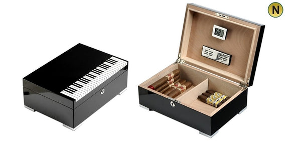 Humidor Piano lacca nera con serratura