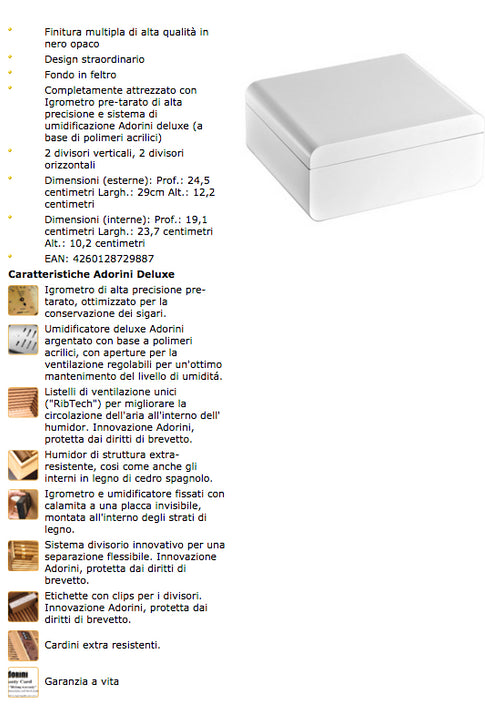 Humidor Adorini Carrara - Deluxe