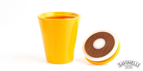 POGGIAPIPA E VASO IN CERAMICA GIALLO