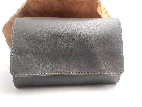 Nuovo Portatabacco Piccolo Floppy in pelle Made in Italy 100% Grigio