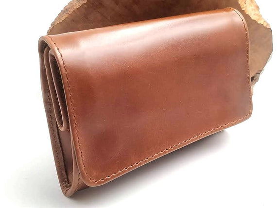 Nuovo Portatabacco Piccolo Floppy in pelle Marrone Invecchiato