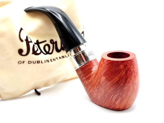 Pipa Peterson's Rosslare 304 Bent Liscia Naturale Fishtail Con Doppia Ghiera in Argento  925
