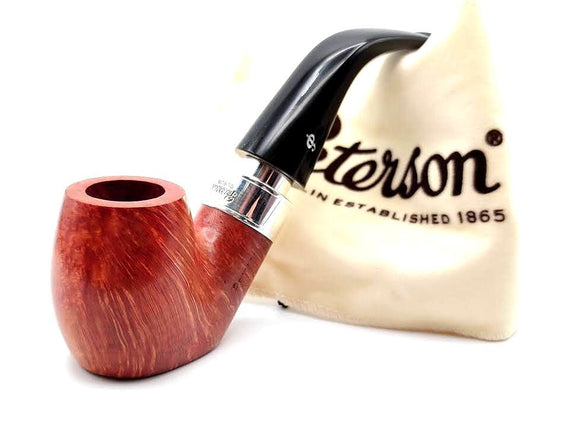 Pipa Peterson's Rosslare 304 Bent Liscia Naturale Fishtail Con Doppia Ghiera in Argento  925