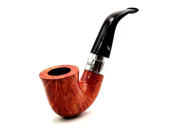 Pipa Peterson's Rosslare 05 Bent Calabash Liscia Naturale Fishtail Con Doppia Ghiera in Argento  925