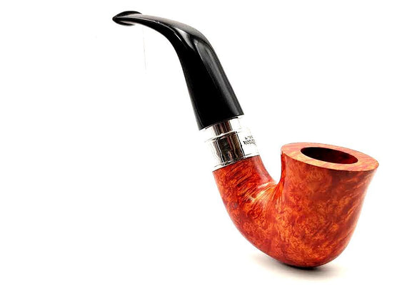 Pipa Peterson's Rosslare 05 Bent Calabash Liscia Naturale Fishtail Con Doppia Ghiera in Argento  925
