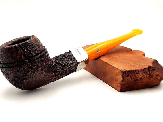 Pipa Peterson's ROCK OF CASHEL 150 Bulldog Spigot Ghiera in Argento Bocchino Giallo Fishtail