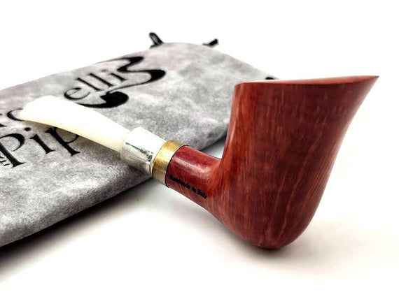 PIPA PARONELLI PIPE IN RADICA DESIGN LISCIA FREE HAND FATTA A MANO HAND MADE IN ITALY SIVER 925