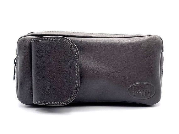 Borsello per 2 pipe e tabacco floppy Grigio in pelle italiana