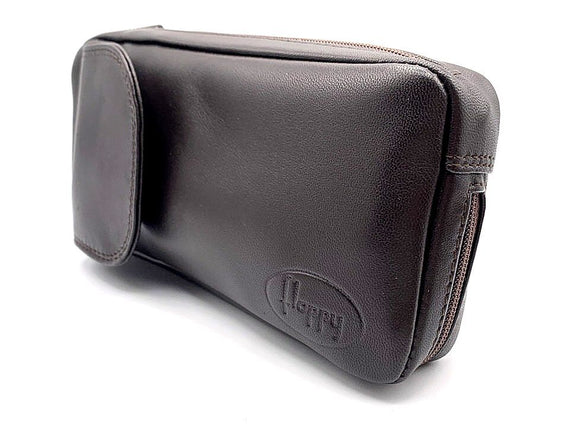 Borsello per 2 pipe e tabacco floppy T.moro in pelle italiana