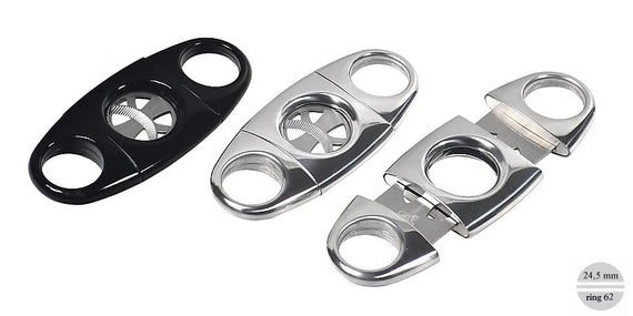 Tagliasigari Lubinski bilama "cut out" arrotondato cromo lame dentellate Ring 62 / 24,5 mm