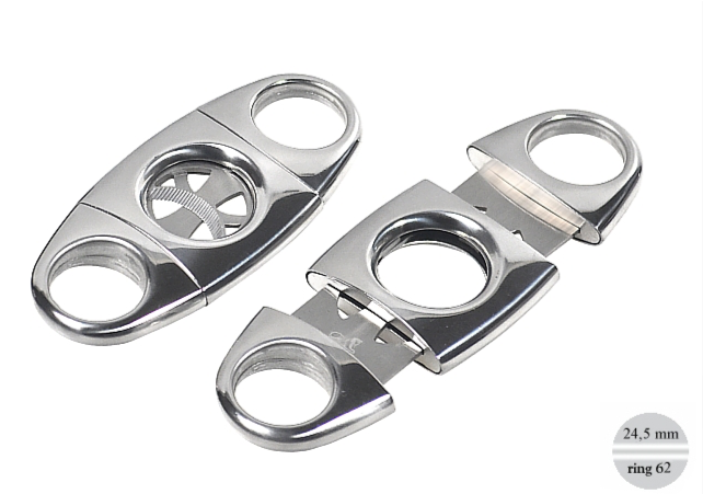 Tagliasigari Lubinski bilama "cut out" arrotondato cromo lame dentellate Ring 62 / 24,5 mm