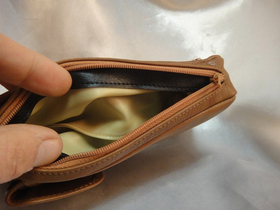 Borsello per 2 pipe e tabacco floppy avana in pelle italiana