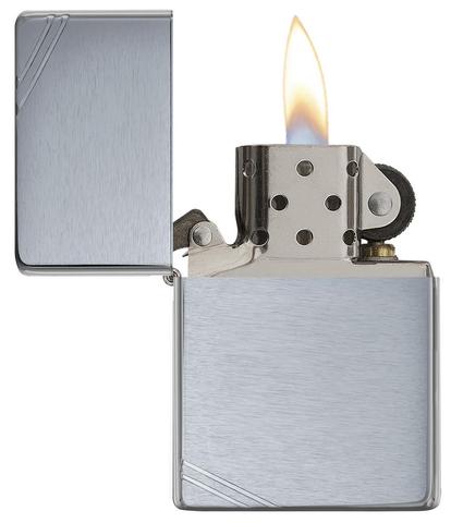 Accendino Zippo Brushed Chrome Vintage with Slashes