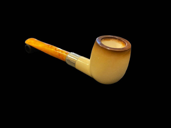 Pipa LUBINSKI Meerschaum in schiuma di mare Apple Liscia Affumicata con ghiera in argento
