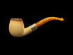 LUBINSKI Meerschaum pipe in meerschaum Bent Apple Smooth Smoked with silver ferrule
