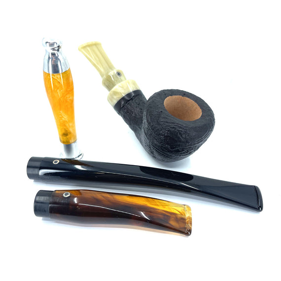 Pipa Talamona Mini Reverse Calabash Sabbiata con 3 bocchini