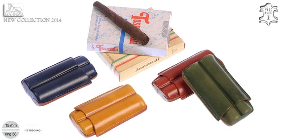 Portasigari Lubinski in vero cuoio Colorato per 2 toscani ammezzati