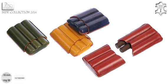 Portasigari Lubinski in vero cuoio Colorato per 3 toscani ammezzati