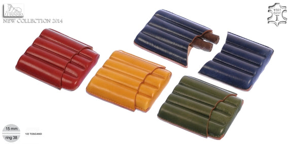 Portasigari Lubinski in vero cuoio Colorato per 4 toscani ammezzati