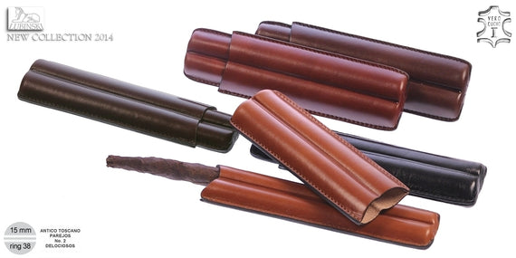 Portasigari Lubinski in vero cuoio per 2 toscani Interi